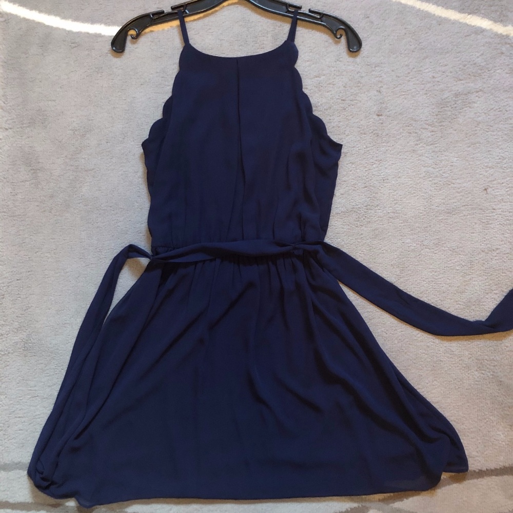BCX Navy Blue Scalloped Mini Dress